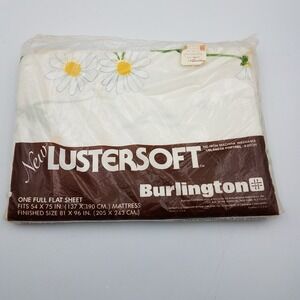 Burlington Full Flat Sheet Unopened Daisy Flower Design 54x75"‎ 1970's